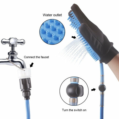 Ducha Portátil para Mascotas con Cepillo Masajeador