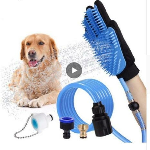 Ducha Portátil para Mascotas con Cepillo Masajeador