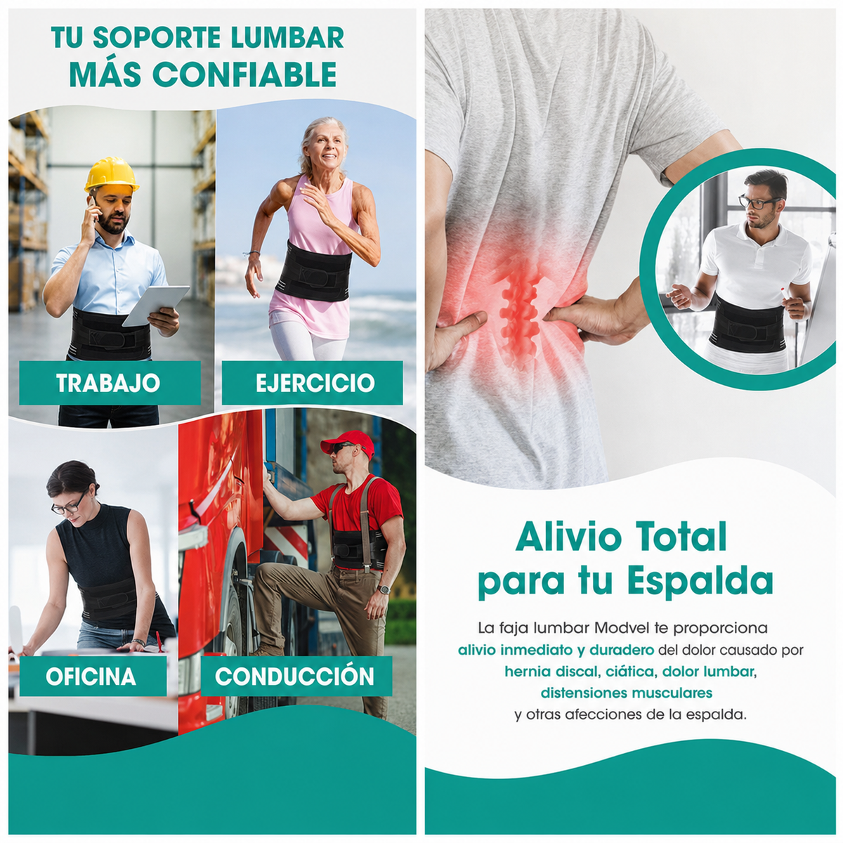 Cinturón Lumbar Ajustable para Hombre y Mujer