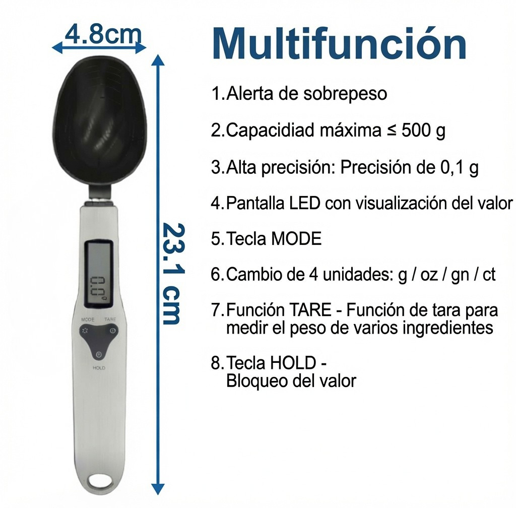 Cuchara Báscula Digital de Cocina con Pantalla LCD
