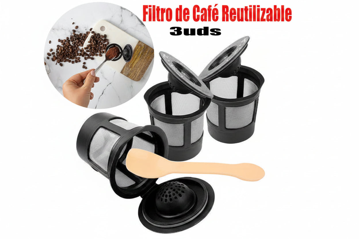 Pack 3 Filtros de Café Reutilizables con Cuchara